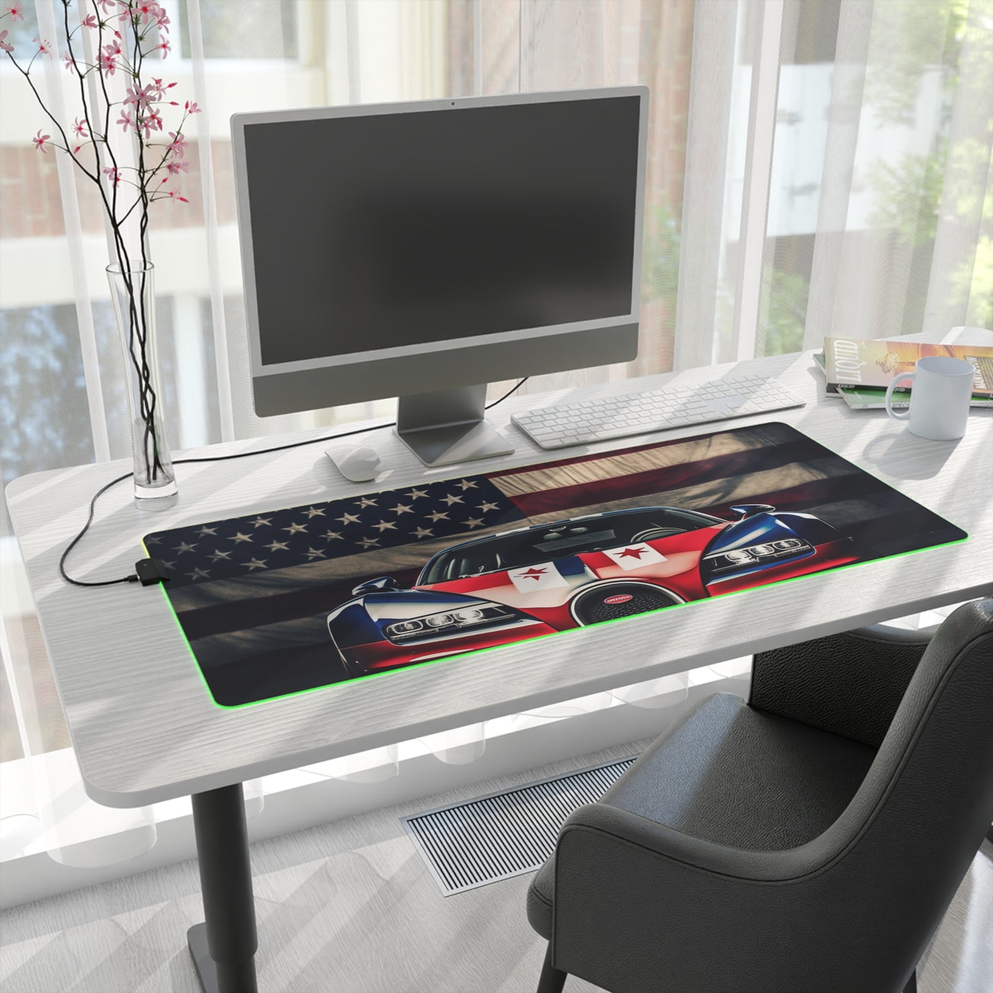 LED Gaming Mouse Pad Bugatti American Flag 3