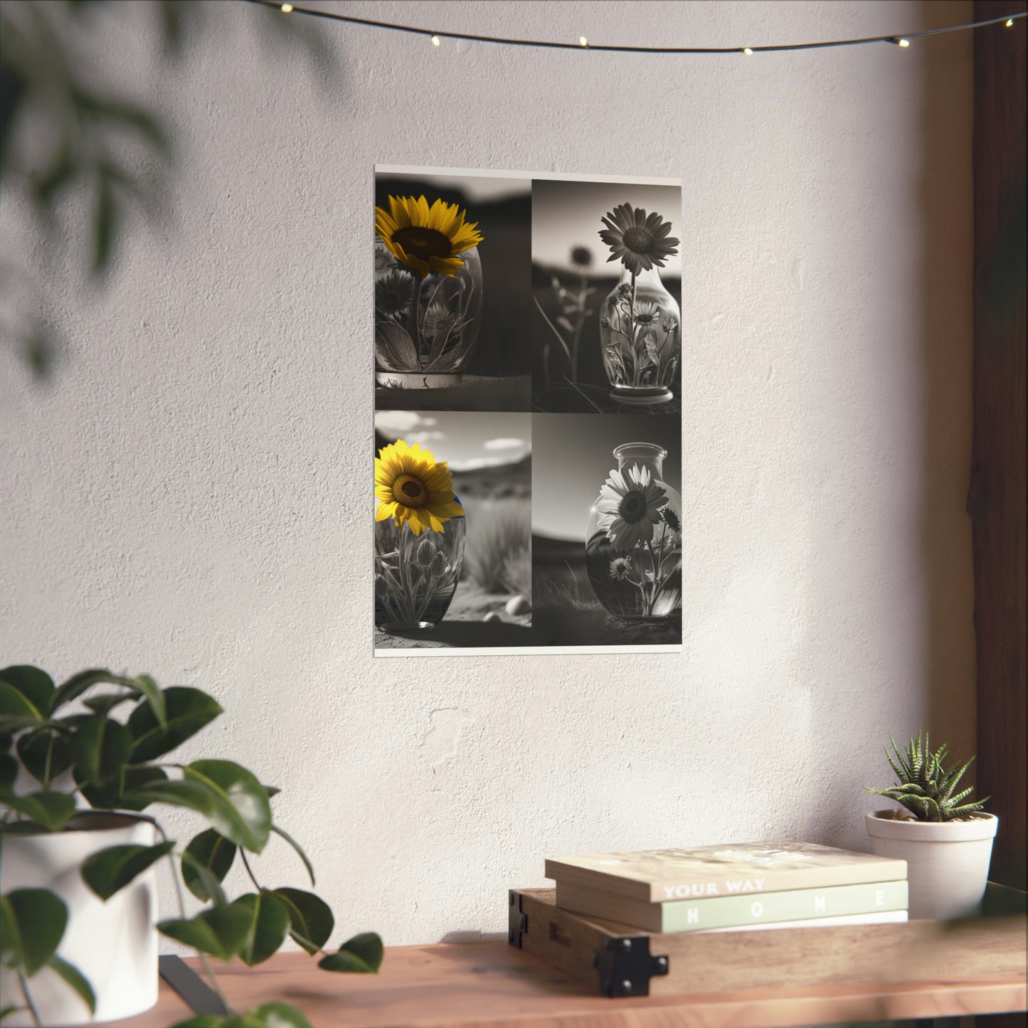 Premium Matte Vertical Posters Yellw Sunflower in a vase 5