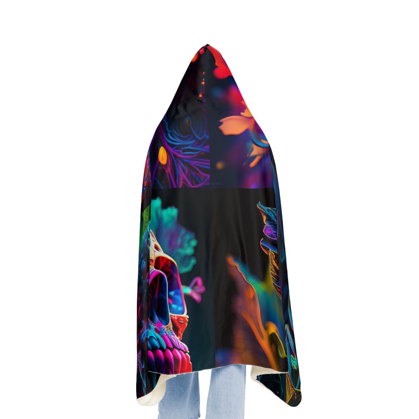 Snuggle Hooded Blanket Florescent Skull Death 5