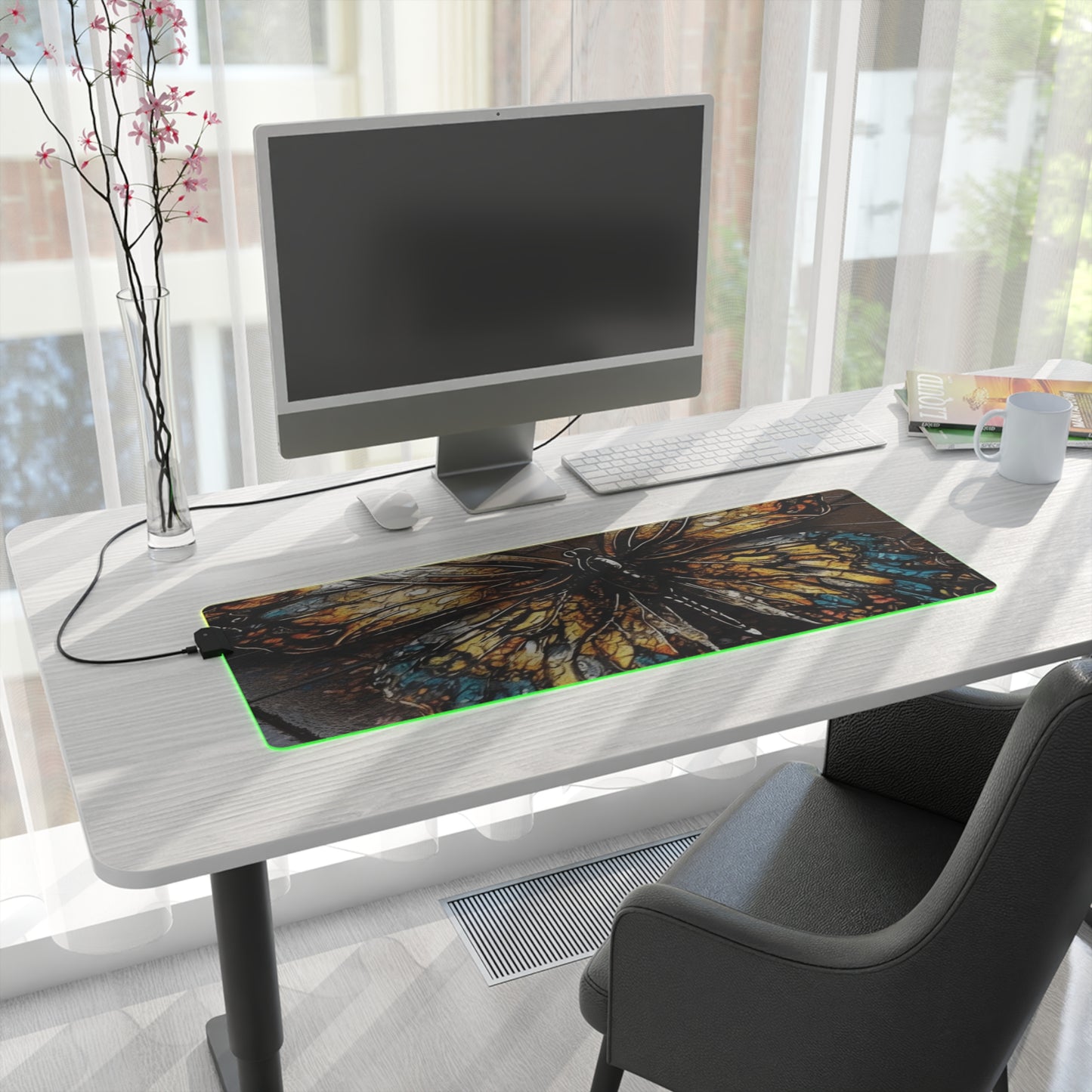 LED Gaming Mouse Pad Water Butterfly Street 1