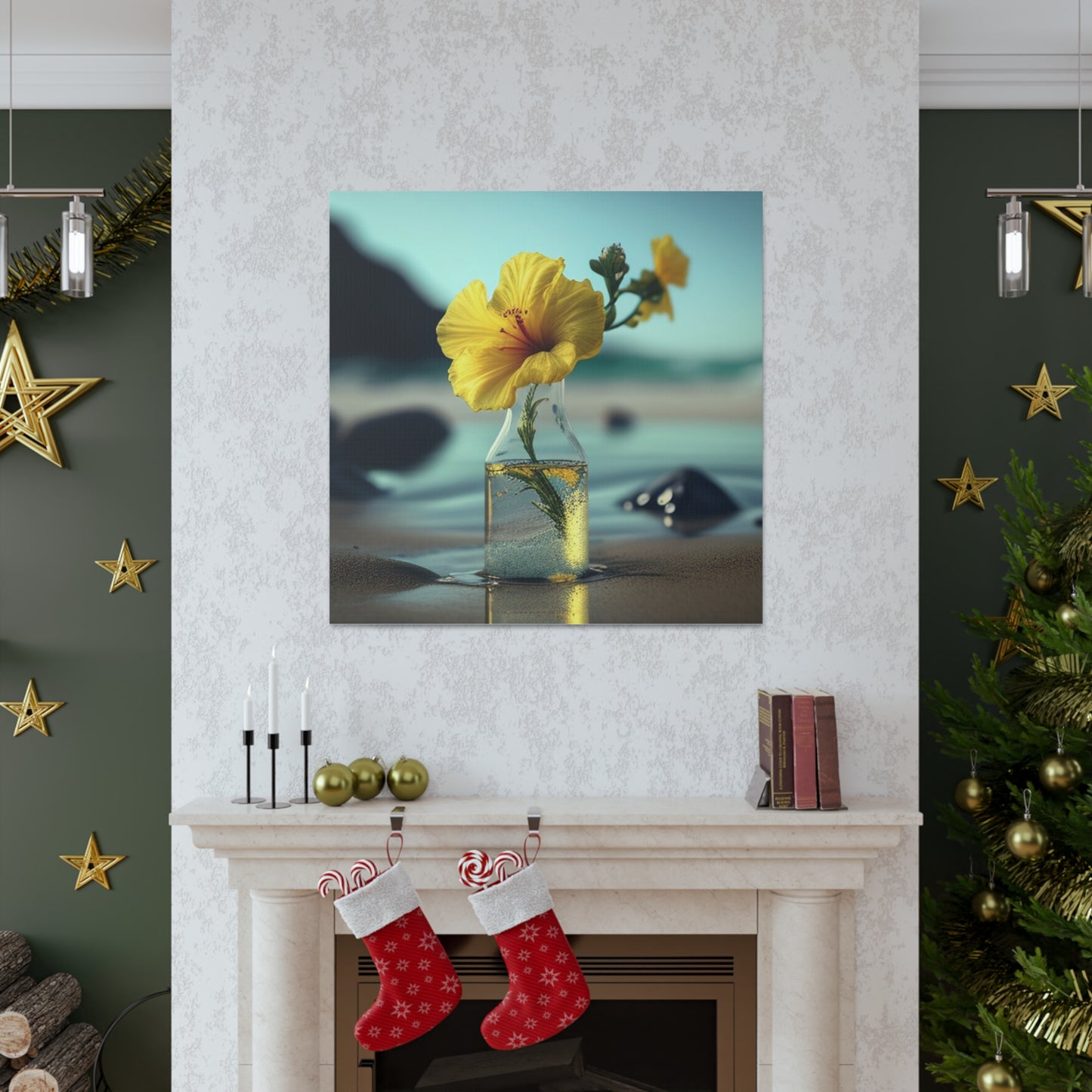 Canvas Gallery Wraps Yellow Hibiscus glass 3