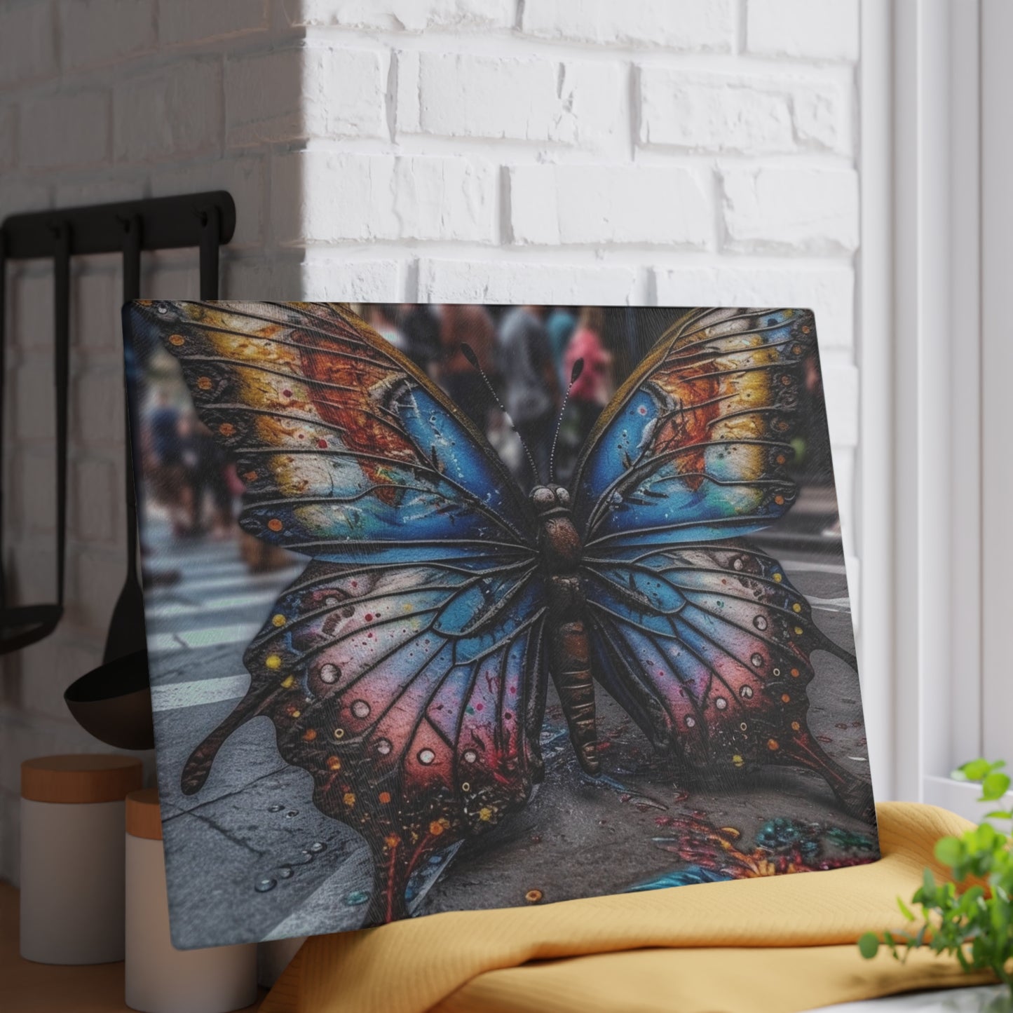 Glass Cutting Board Liquid Street Butterfly 4