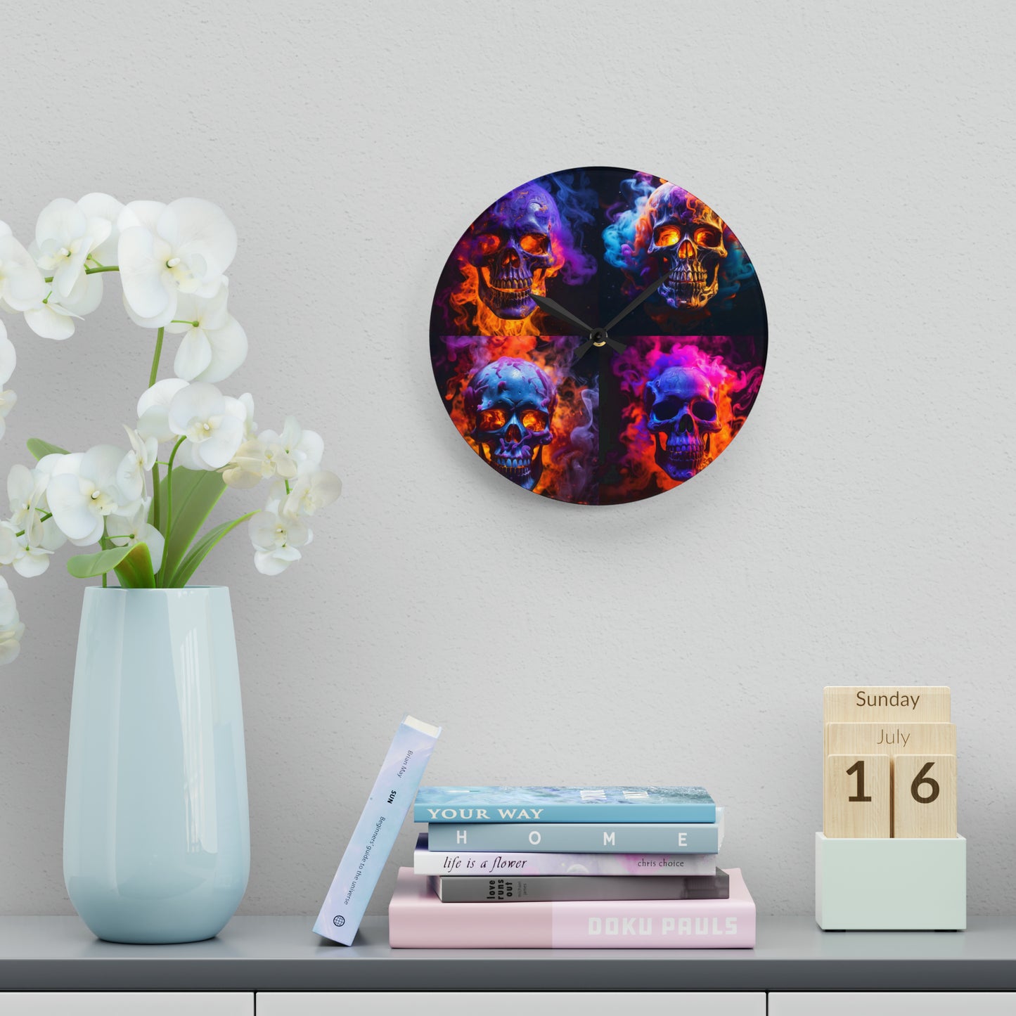 Acrylic Wall Clock Macro Skull 5