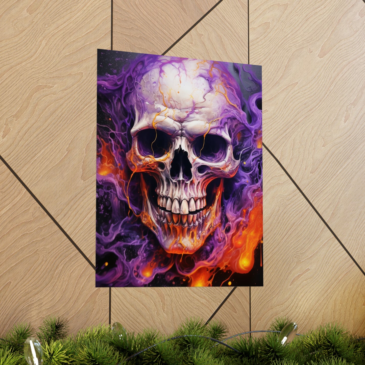 Premium Matte Vertical Posters Skull Flames 2