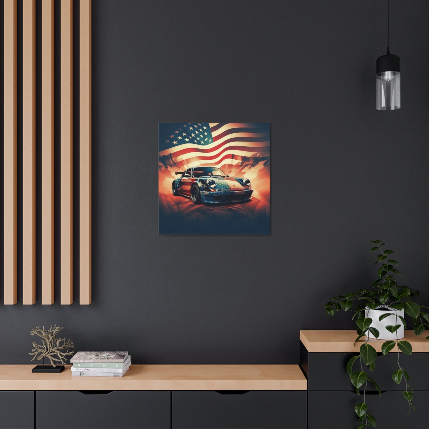 Canvas Gallery Wraps Abstract American Flag Background Porsche 4