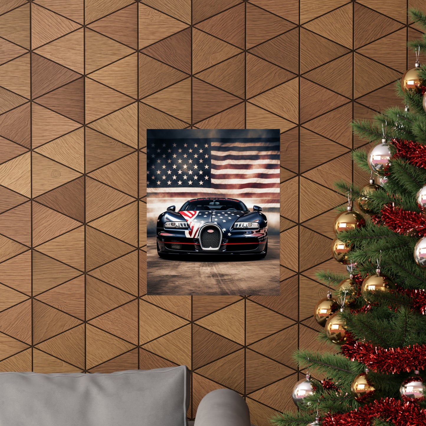 Premium Matte Vertical Posters Bugatti American Flag 2