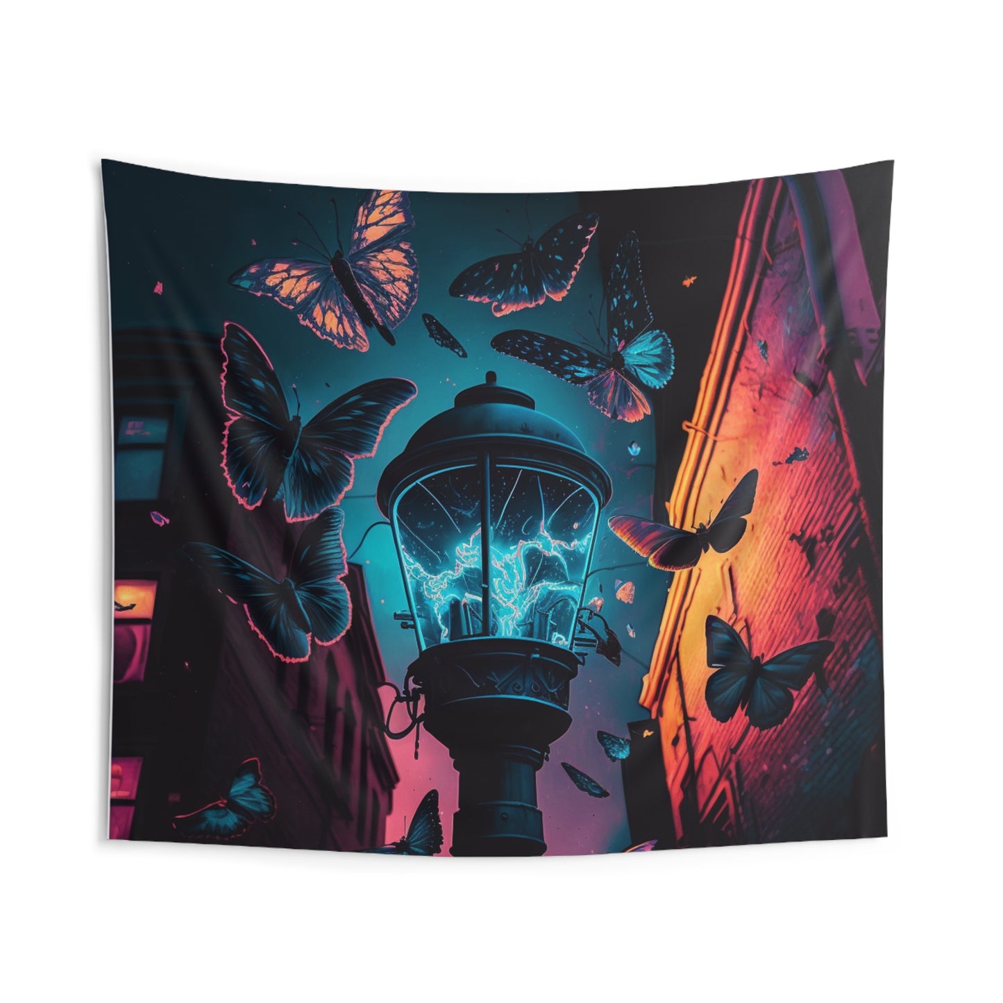 Indoor Wall Tapestries Street Light Butterfly 2
