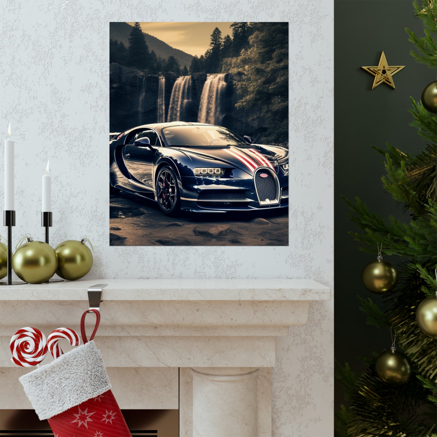 Premium Matte Vertical Posters Bugatti Waterfall 2