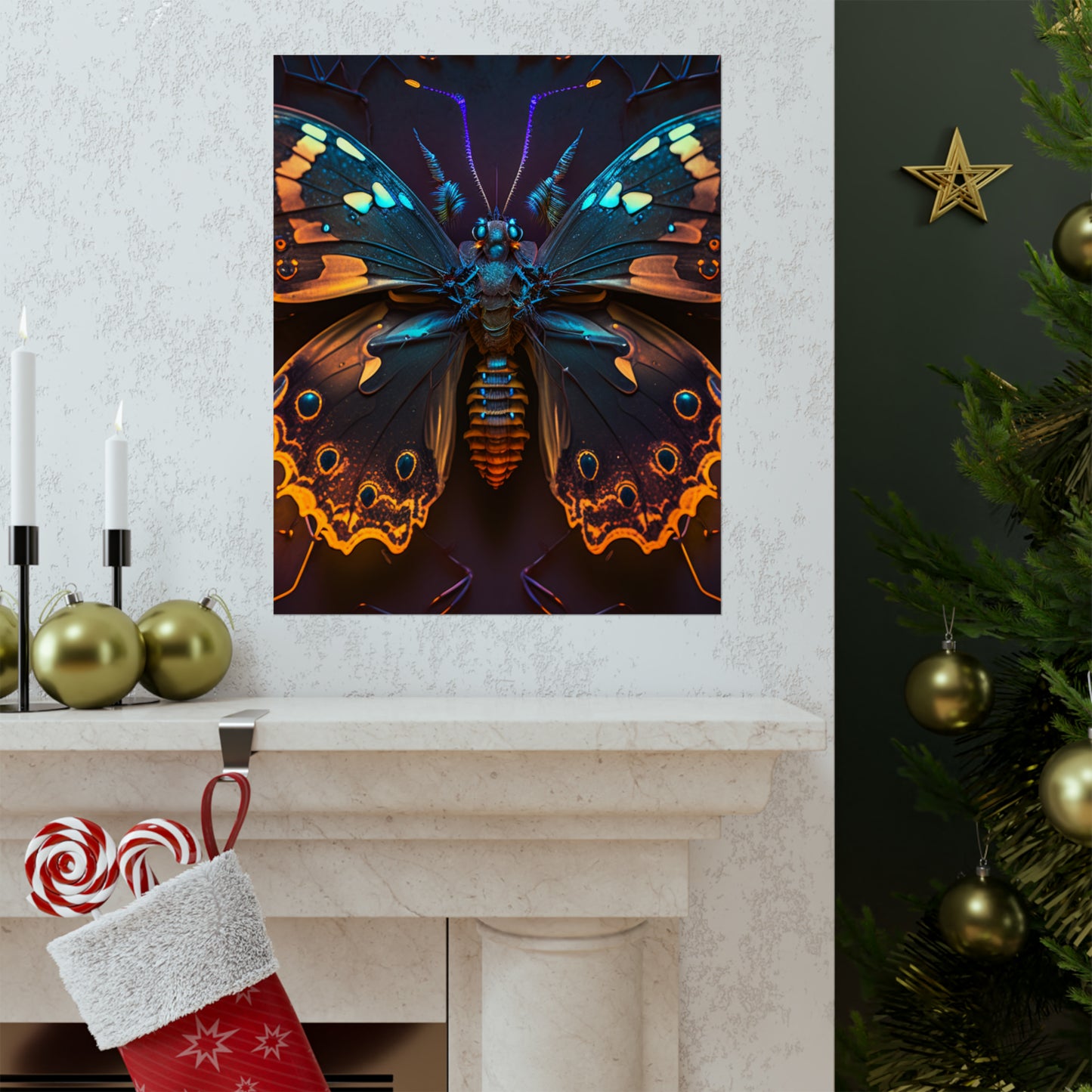 Premium Matte Vertical Posters Neon Hue Butterfly 2