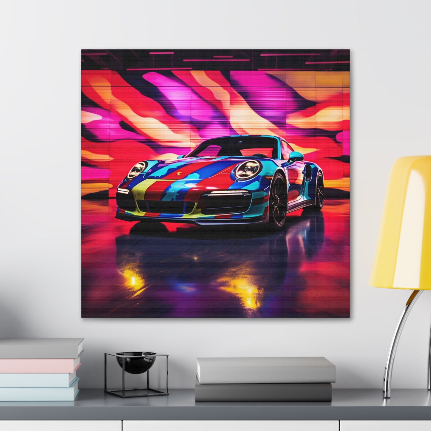 Canvas Gallery Wraps Macro American Flag Porsche 1