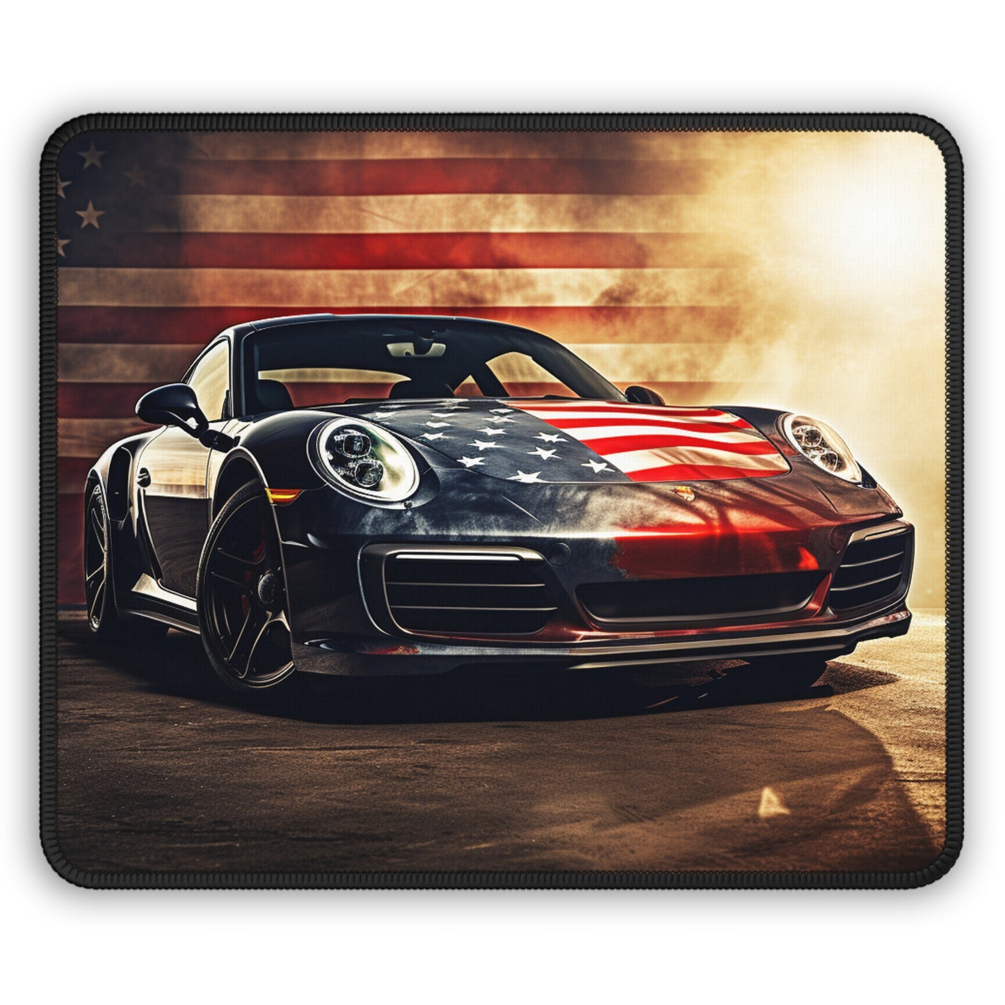 Gaming Mouse Pad  Abstract American Flag Background Porsche 1