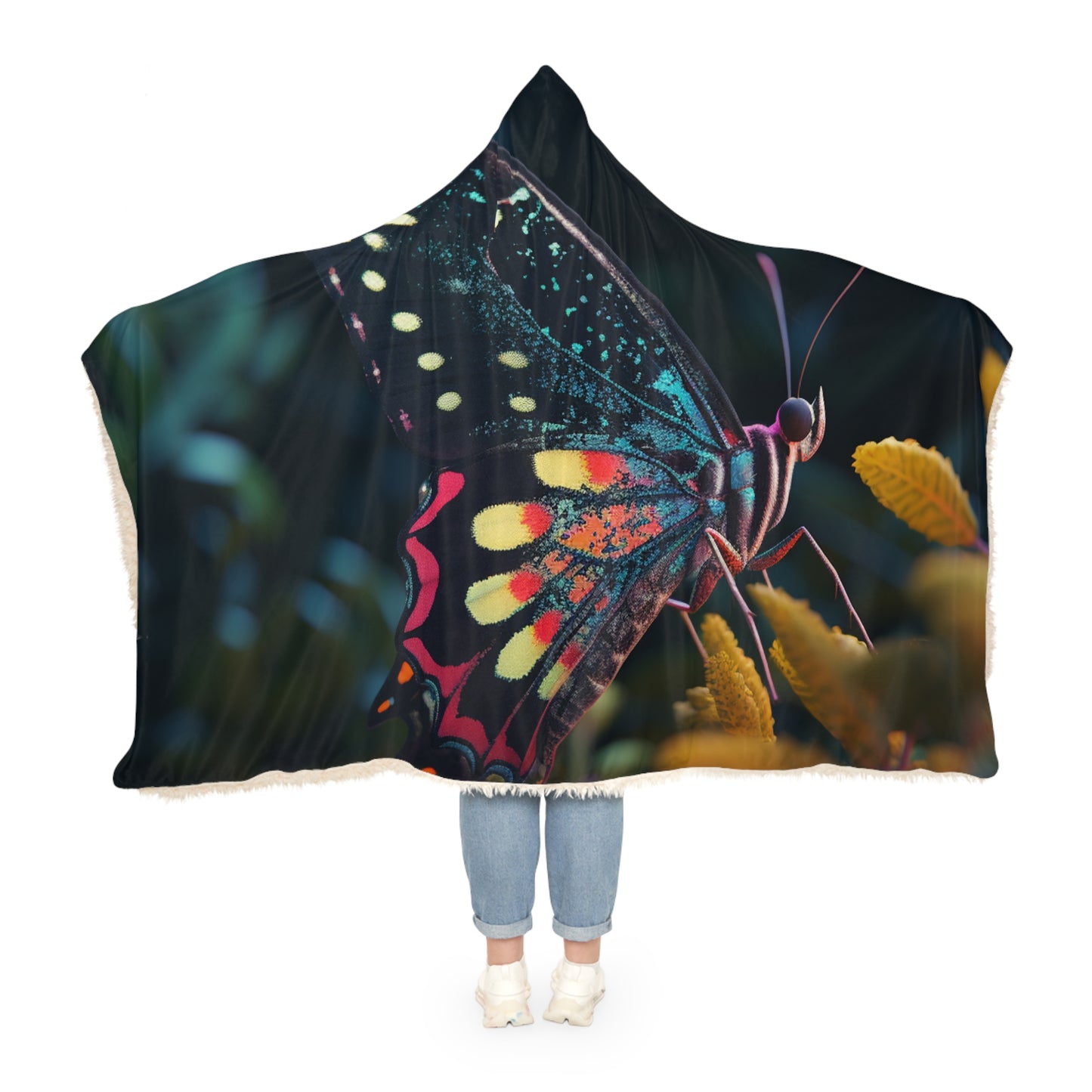 Snuggle Hooded Blanket Hyper Colorful Butterfly Macro 2