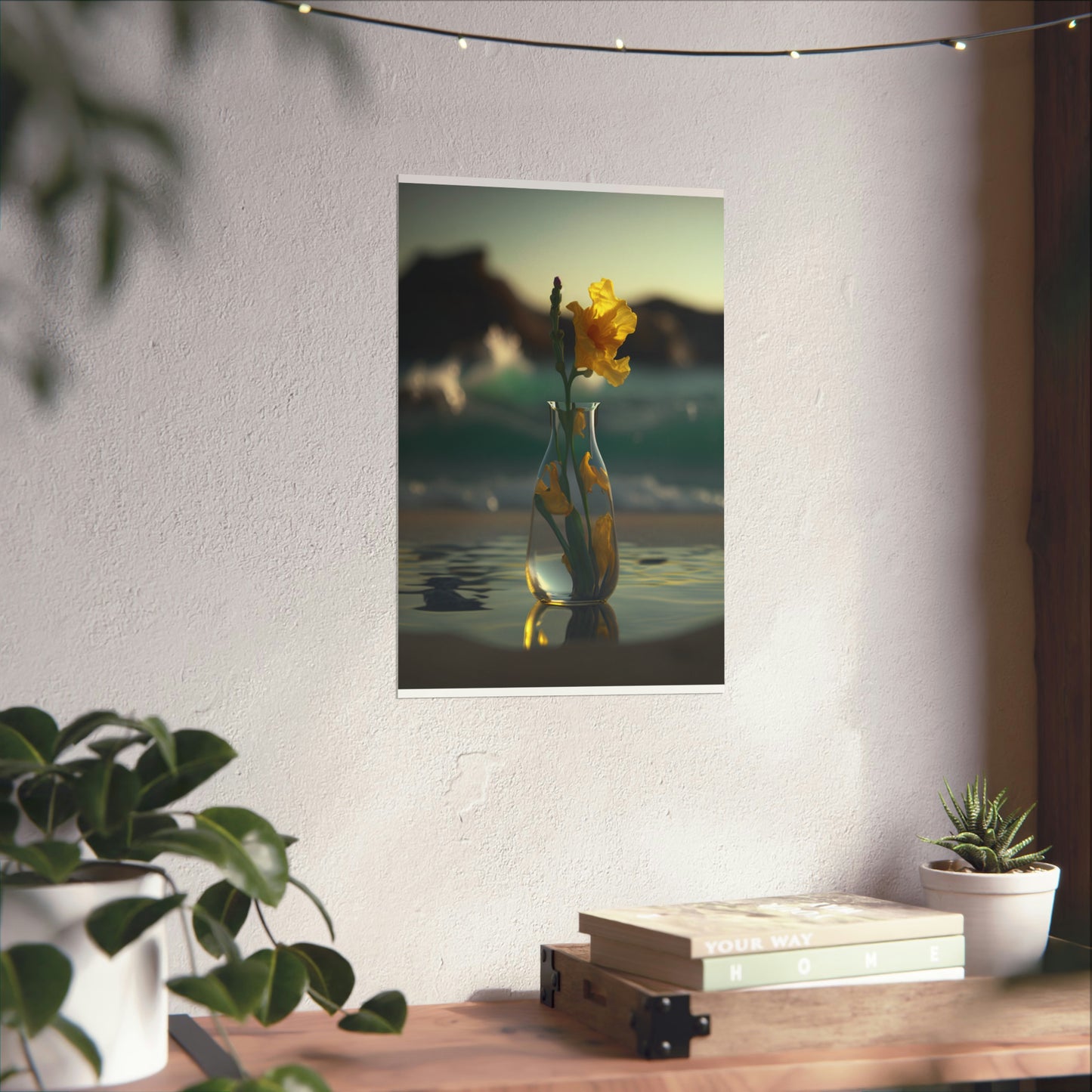 Premium Matte Vertical Posters Yellow Gladiolus glass 2