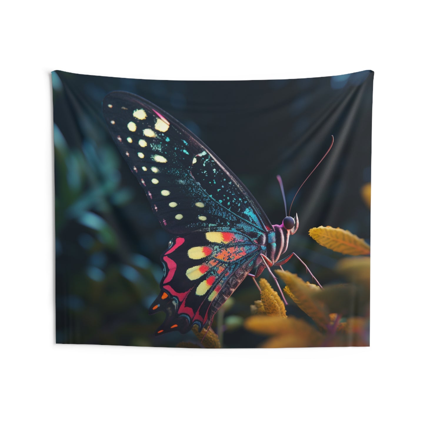 Indoor Wall Tapestries Hyper Colorful Butterfly Macro 2