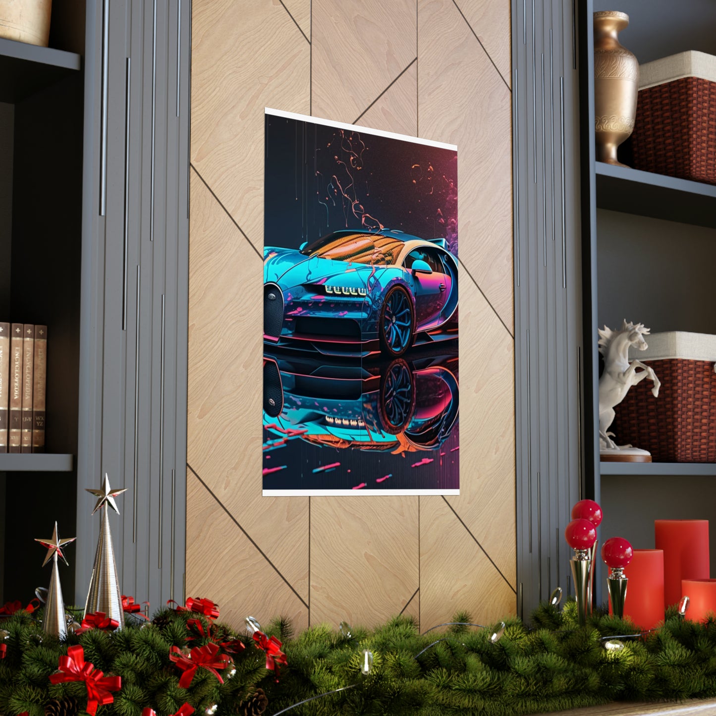 Premium Matte Vertical Posters Bugatti Neon Chiron 4