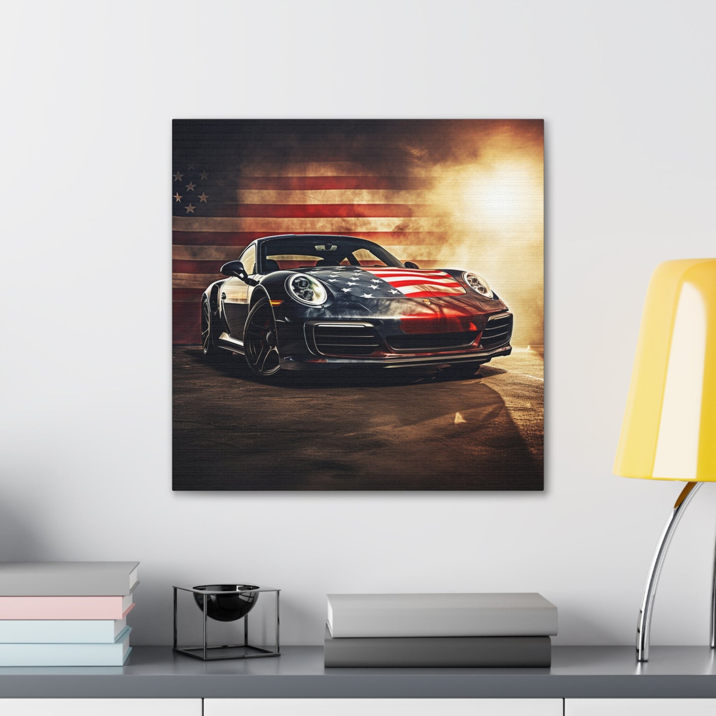 Canvas Gallery Wraps Abstract American Flag Background Porsche 1