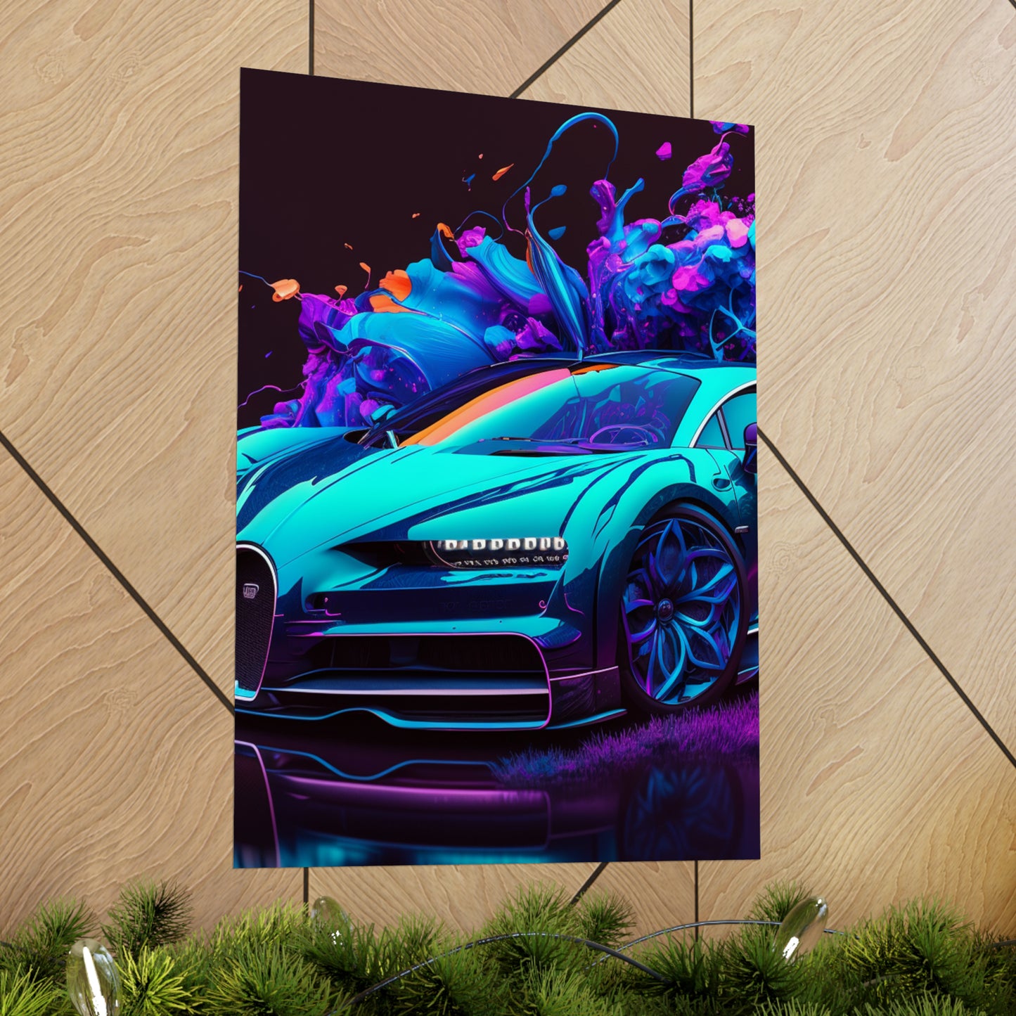 Premium Matte Vertical Posters Bugatti Neon Chiron 3