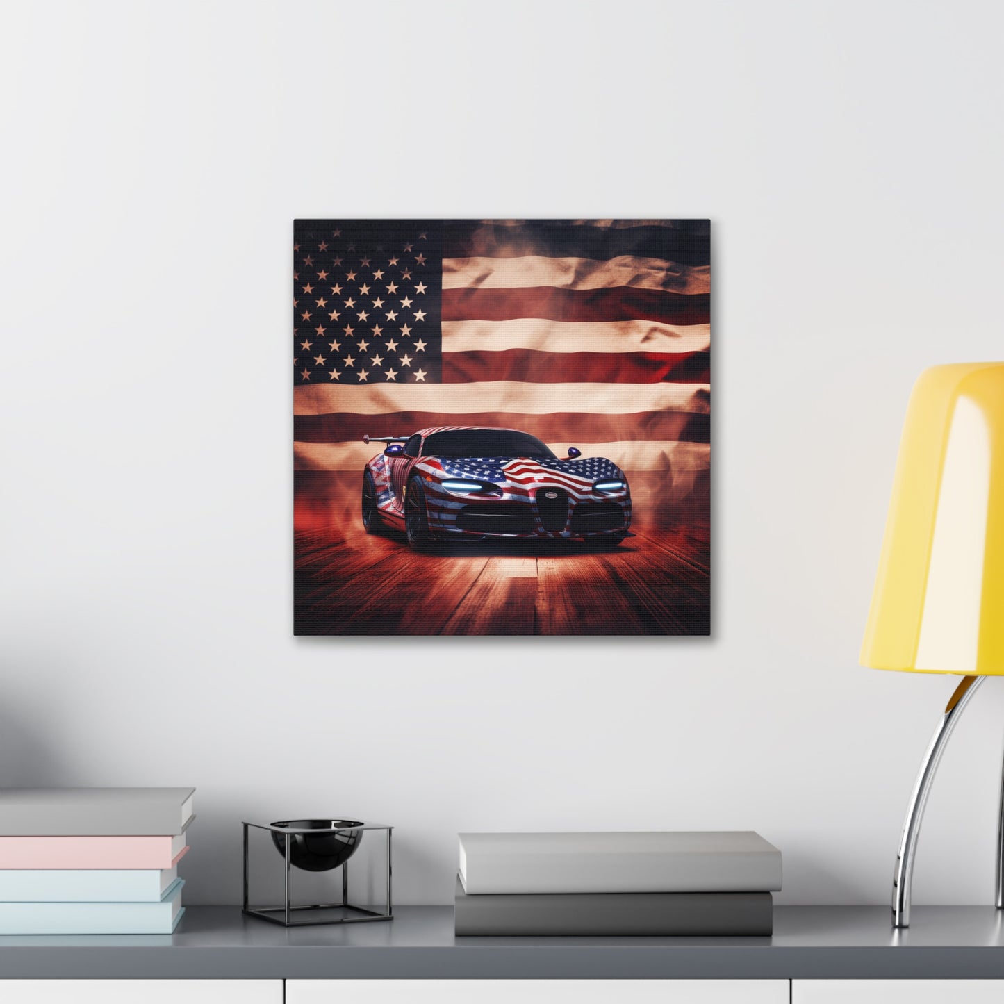 Canvas Gallery Wraps Abstract American Flag Background Bugatti 2