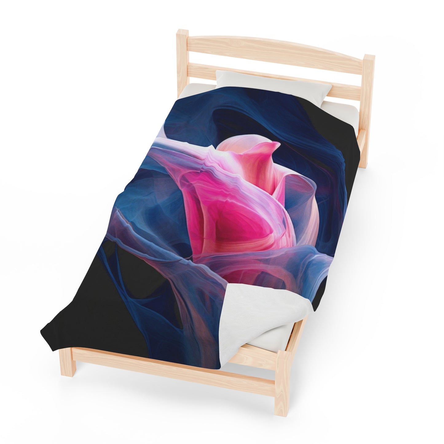 Velveteen Plush Blanket Pink & Blue Tulip Rose 3