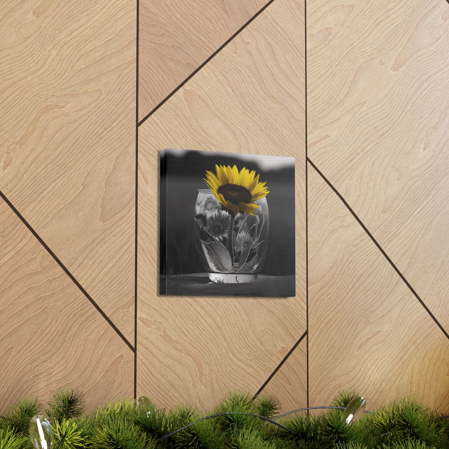 Canvas Gallery Wraps Yellw Sunflower in a vase 1