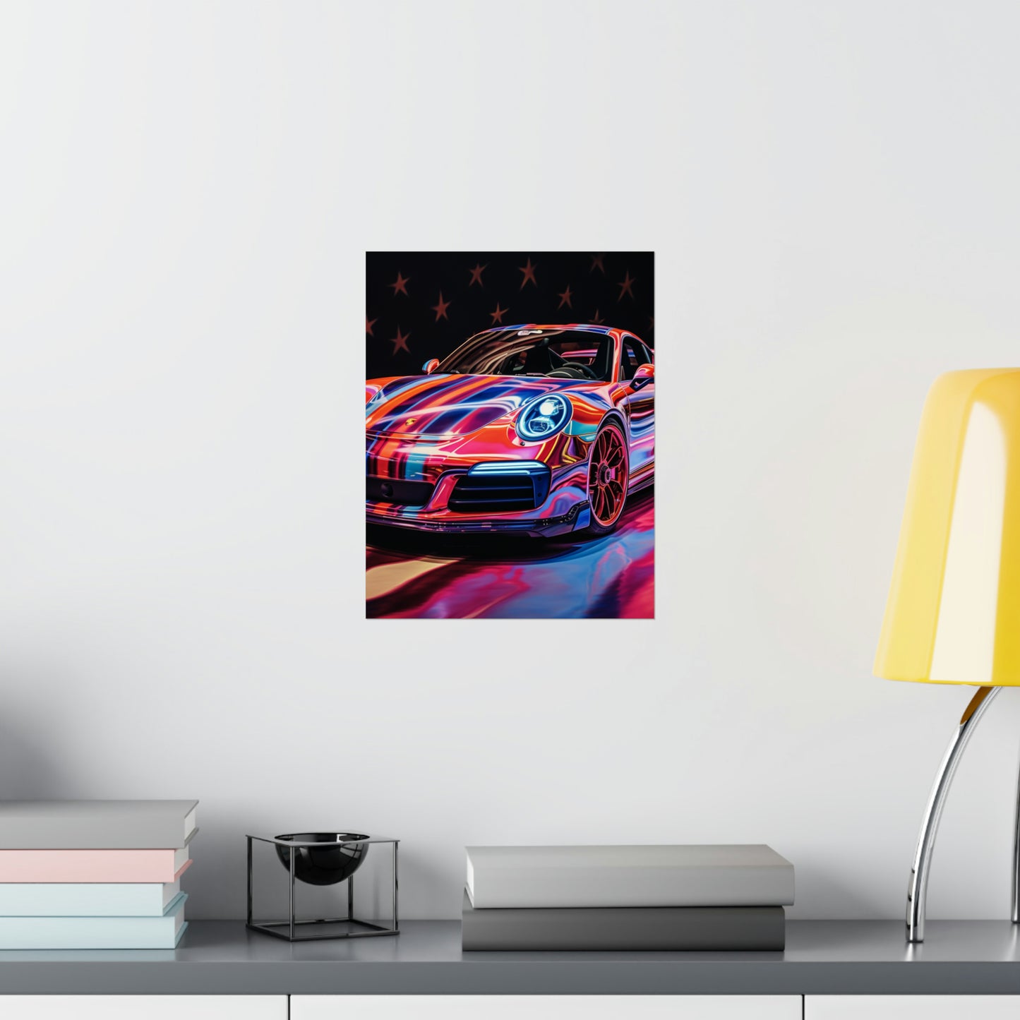 Premium Matte Vertical Posters Macro American Flag Porsche 4