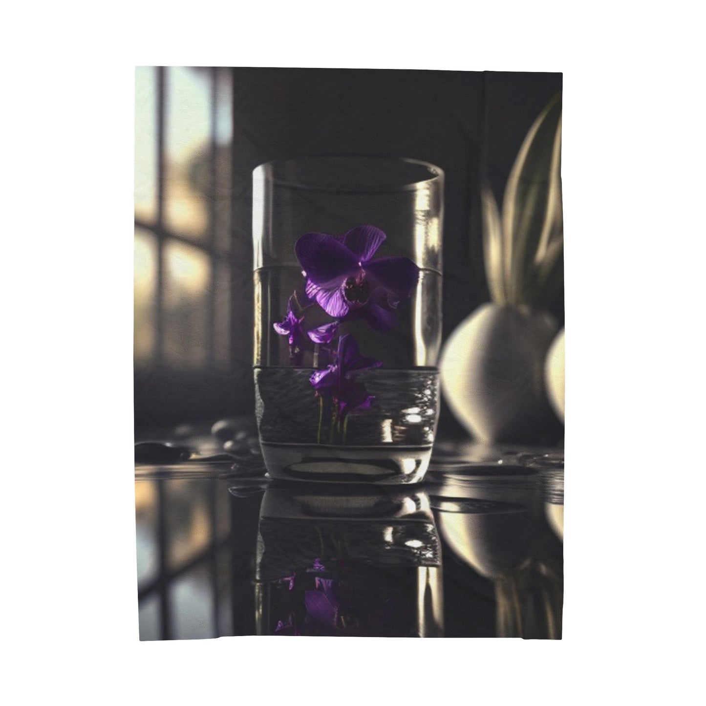 Velveteen Plush Blanket Purple Orchid Glass vase 4