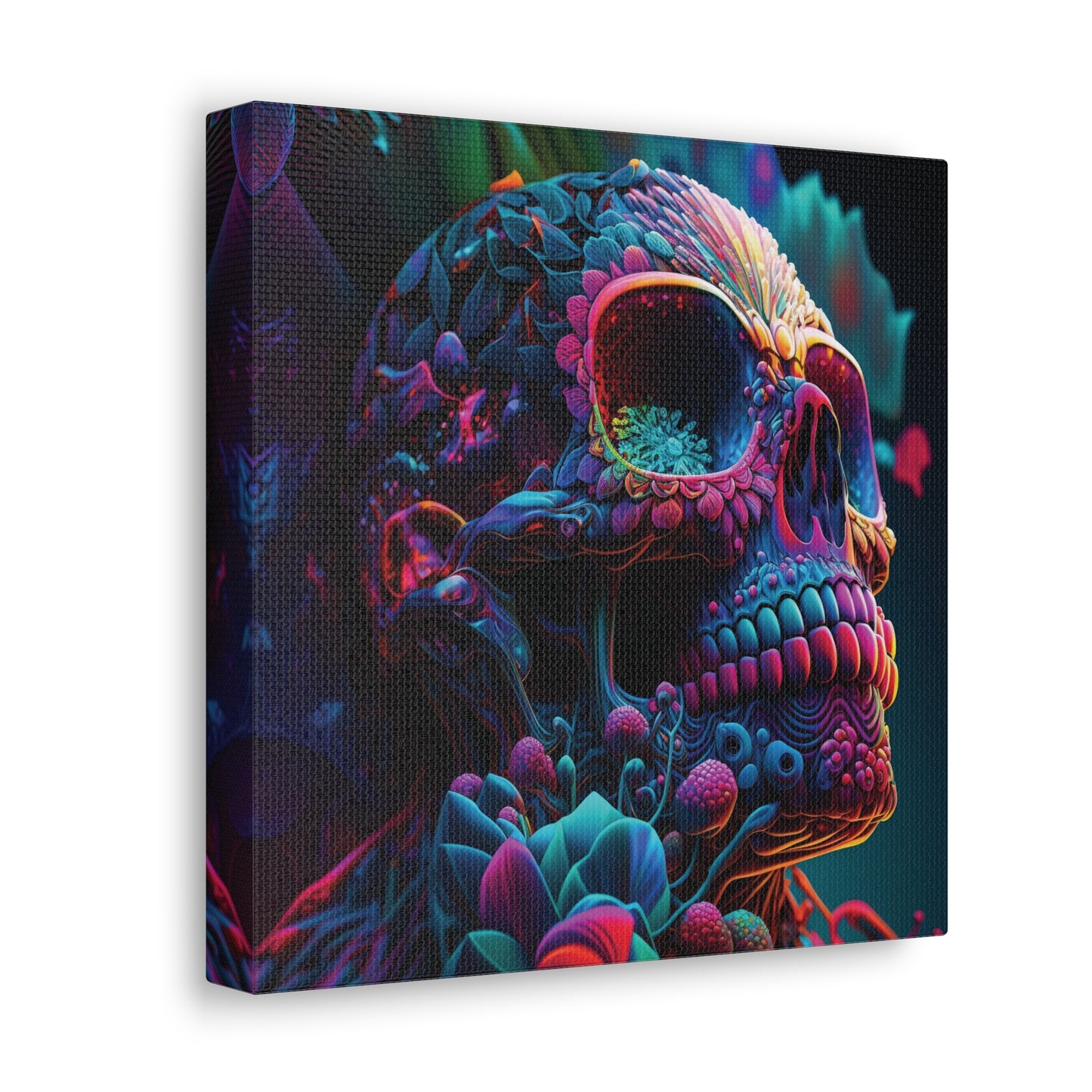 Canvas Gallery Wraps Florescent Skull Death 3