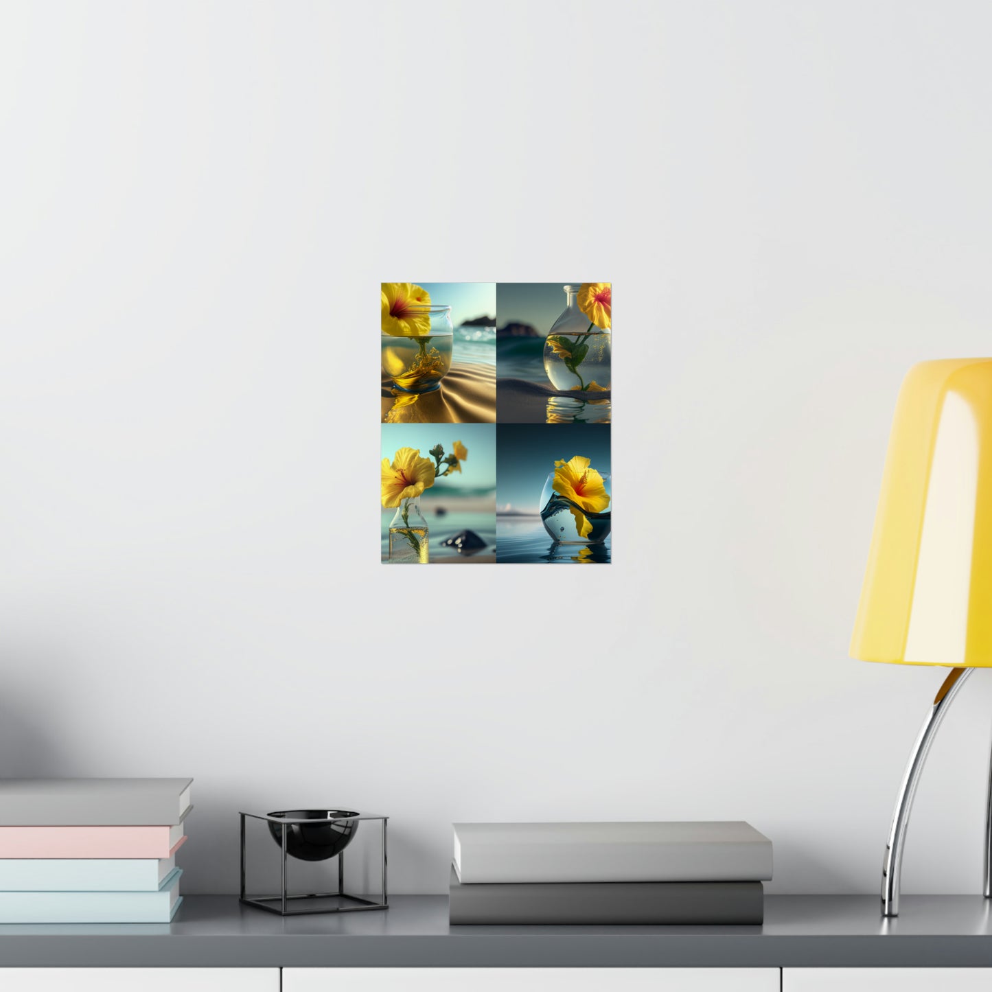 Premium Matte Vertical Posters Yellow Hibiscus glass 5