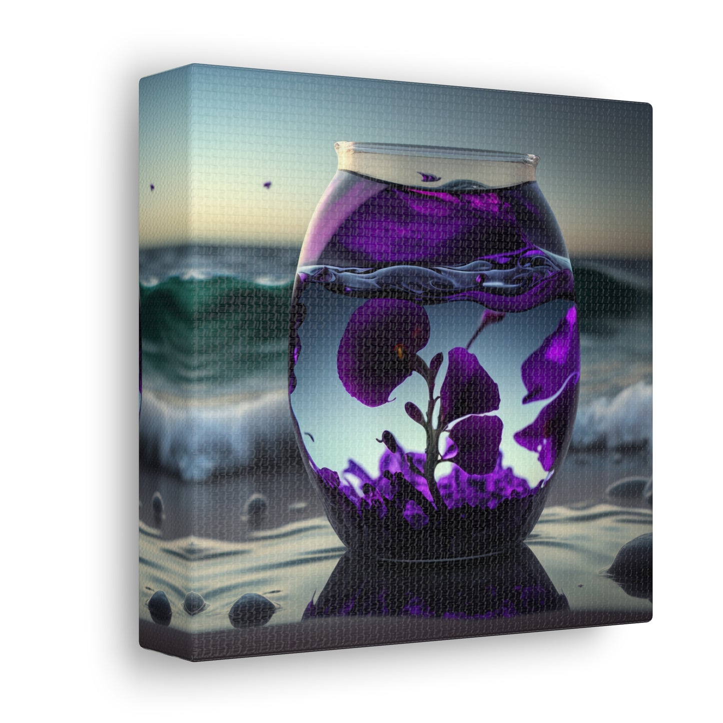 Canvas Gallery Wraps Purple Sweet pea in a vase 4