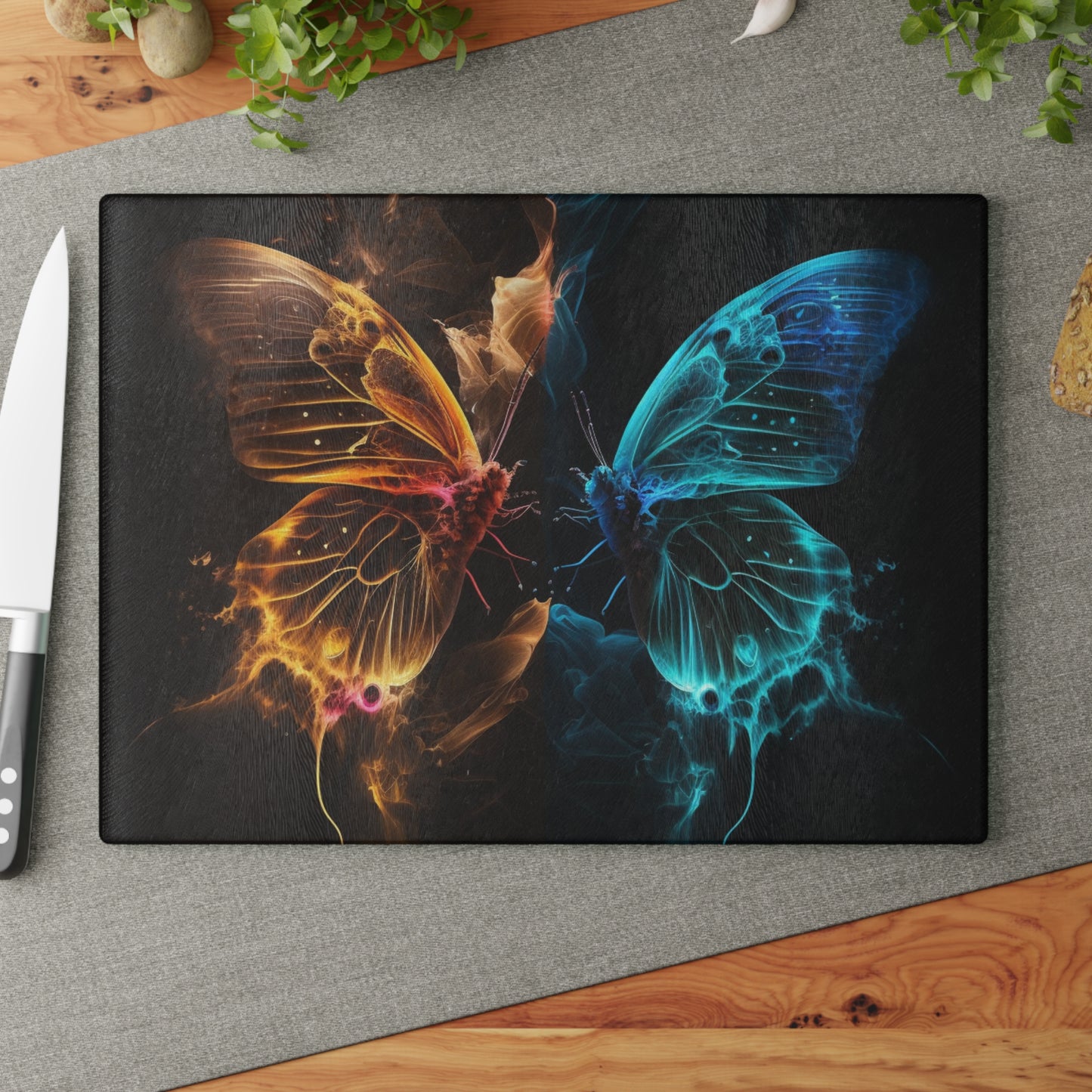 Glass Cutting Board Kiss Neon Butterfly 9