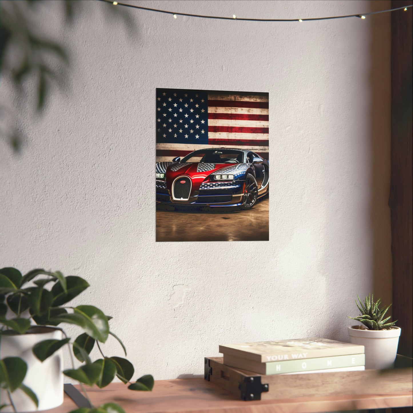 Premium Matte Vertical Posters Bugatti American Flag 1