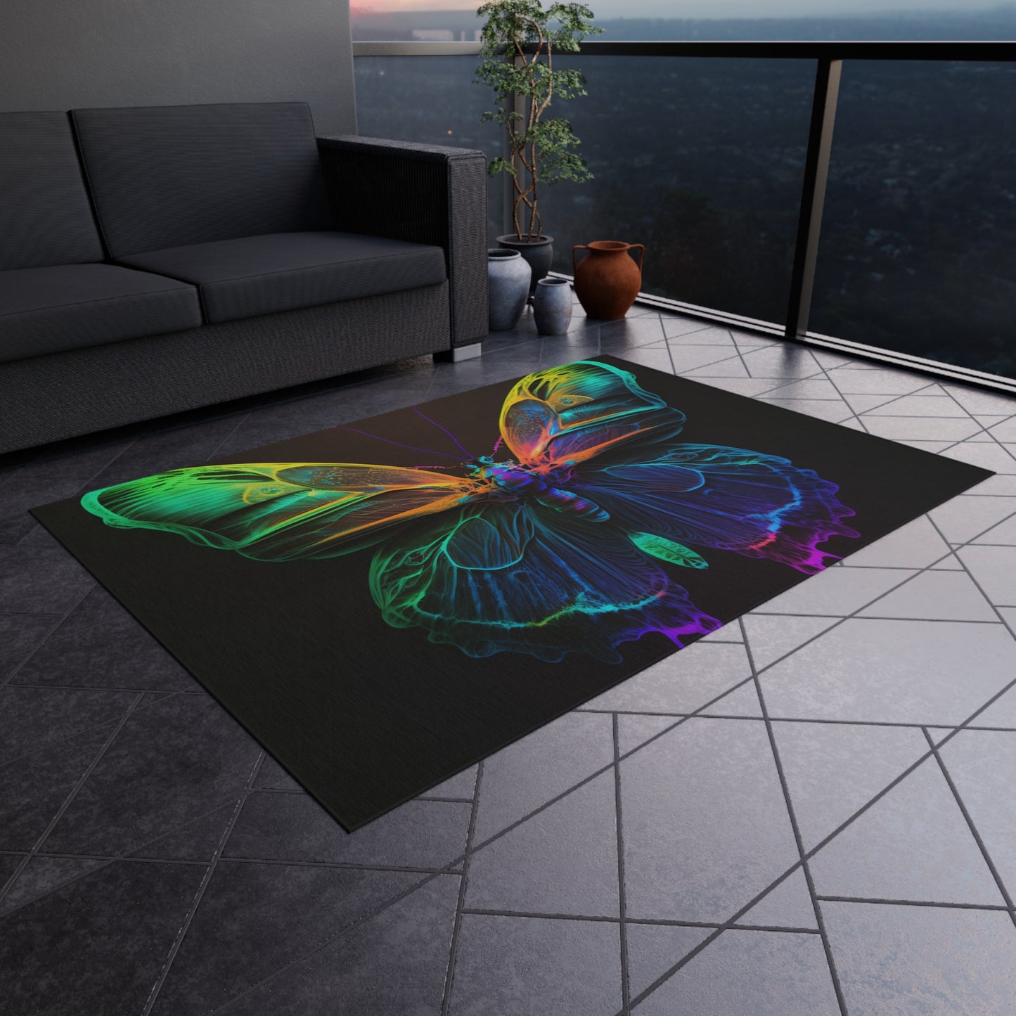 Outdoor Rug  Raw Hyper Color Butterfly 3