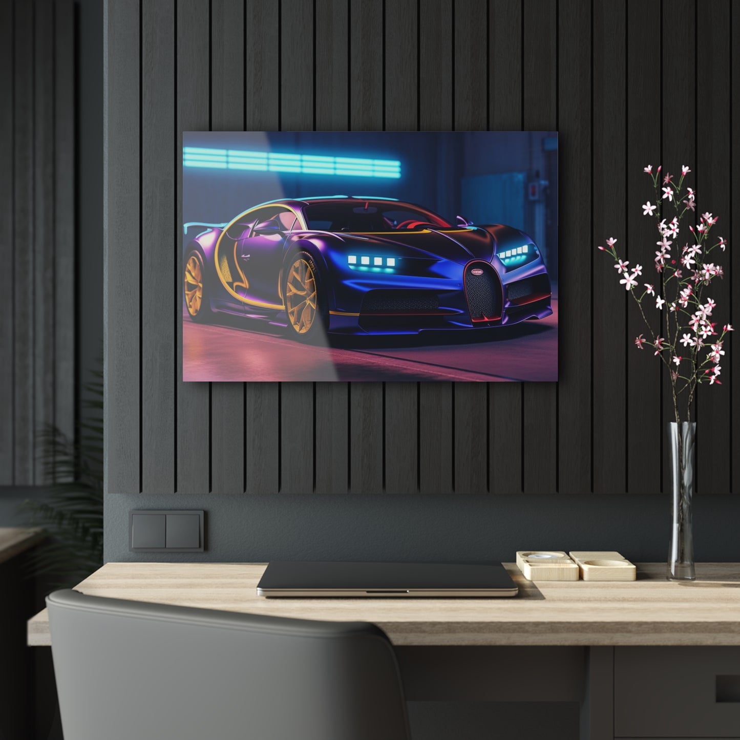 Acrylic Prints Hyper Bugatti Neon Chiron 4