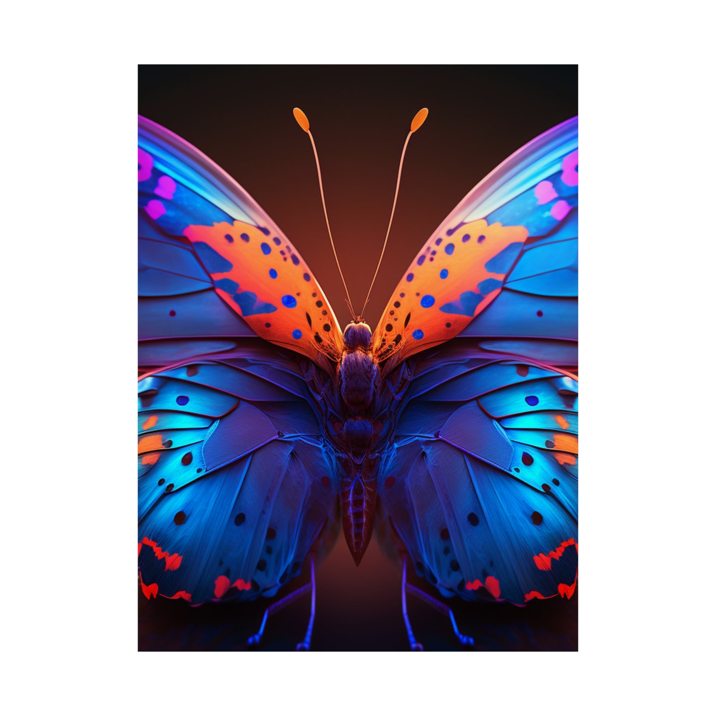 Premium Matte Vertical Posters Neon Butterfly Macro 3