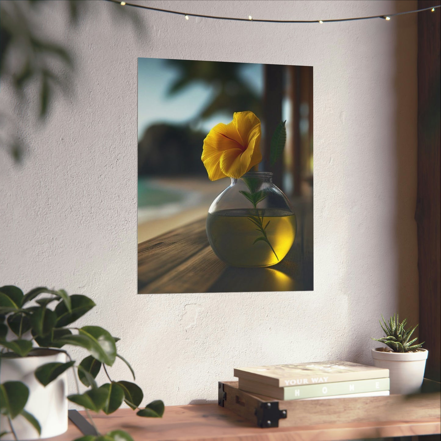 Premium Matte Vertical Posters Yellow Hibiscus Wood 3