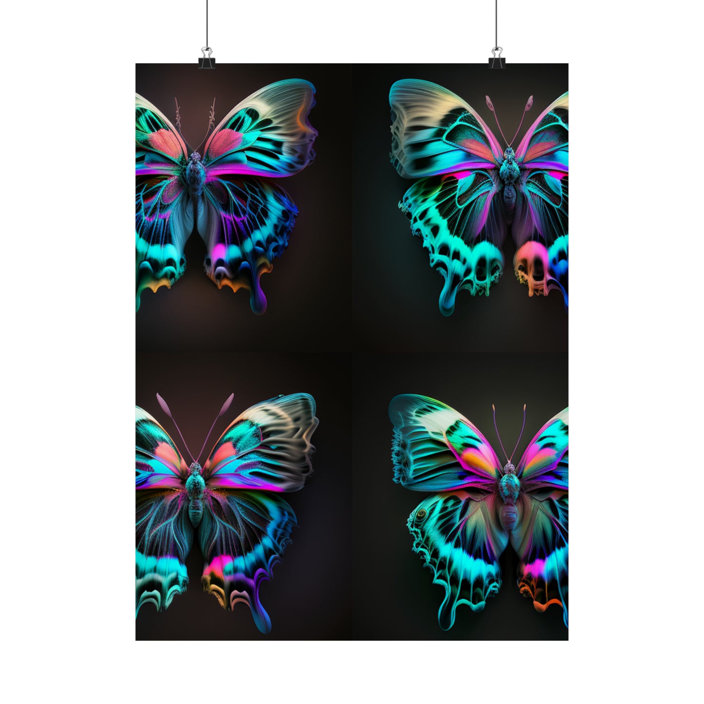 Premium Matte Vertical Posters Neon Butterfly Fusion 5