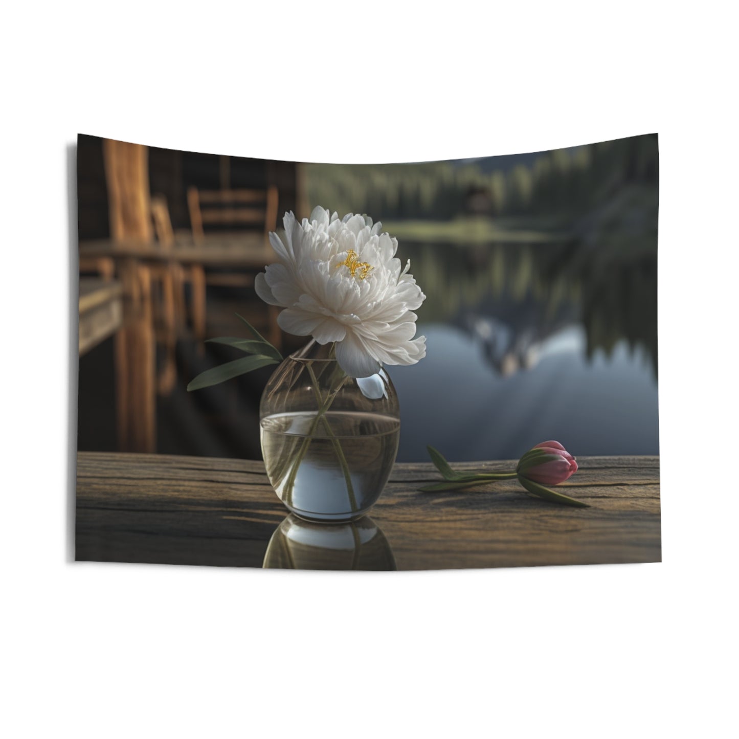 Indoor Wall Tapestries White Peony glass vase 4