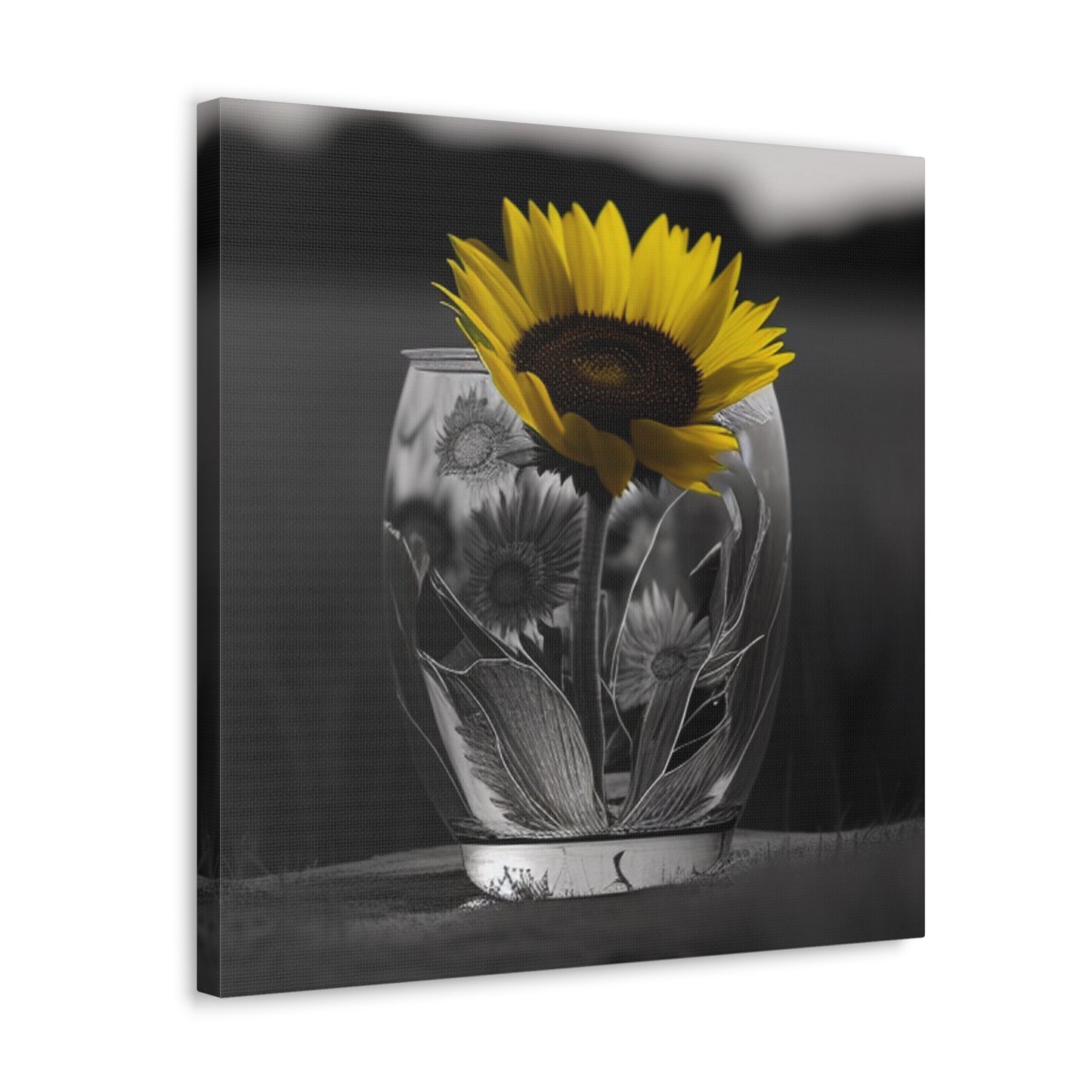 Canvas Gallery Wraps Yellw Sunflower in a vase 1