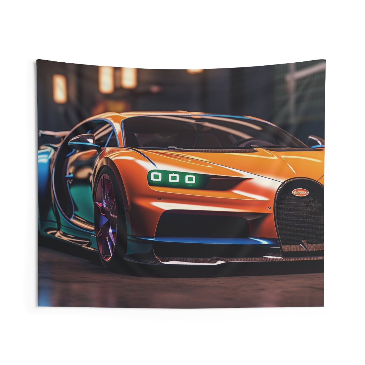Indoor Wall Tapestries Hyper Bugatti Neon Chiron 1