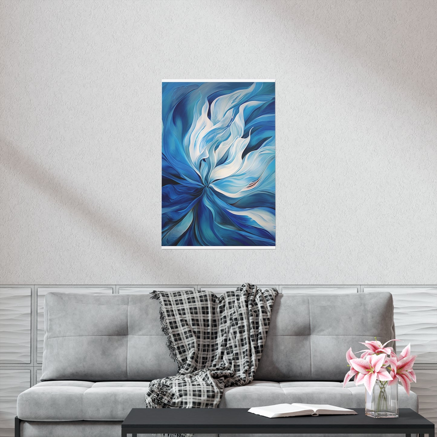 Premium Matte Vertical Posters Blue Tluip Abstract 1