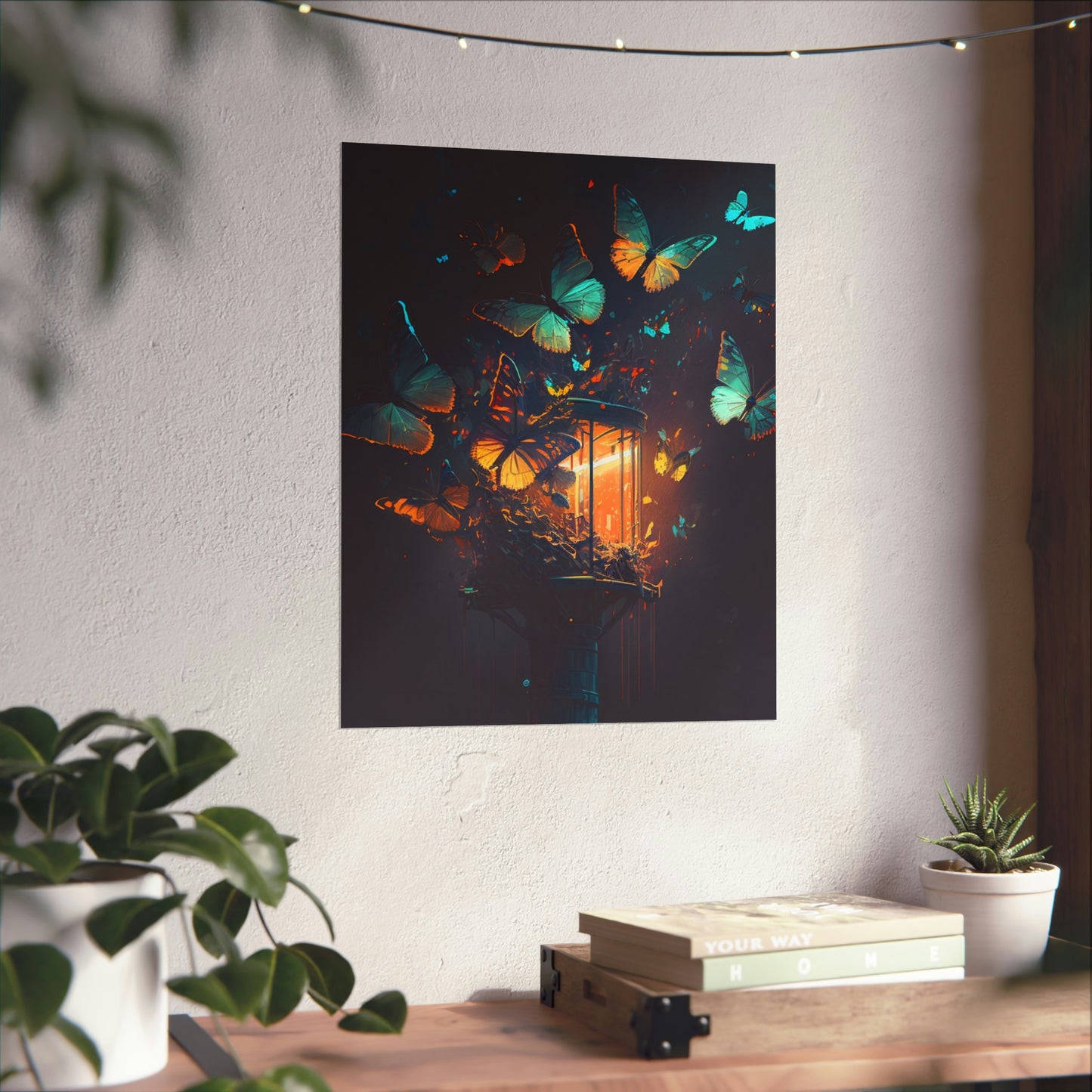 Premium Matte Vertical Posters Street Light Butterfly 1