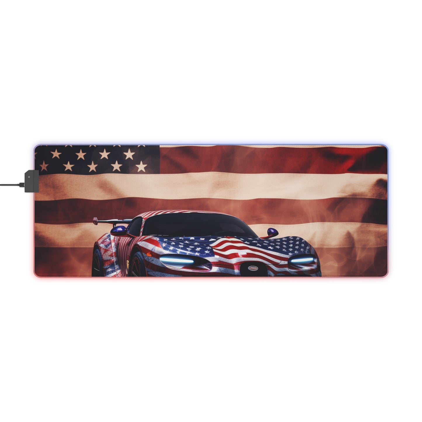 LED Gaming Mouse Pad Abstract American Flag Background Bugatti 2