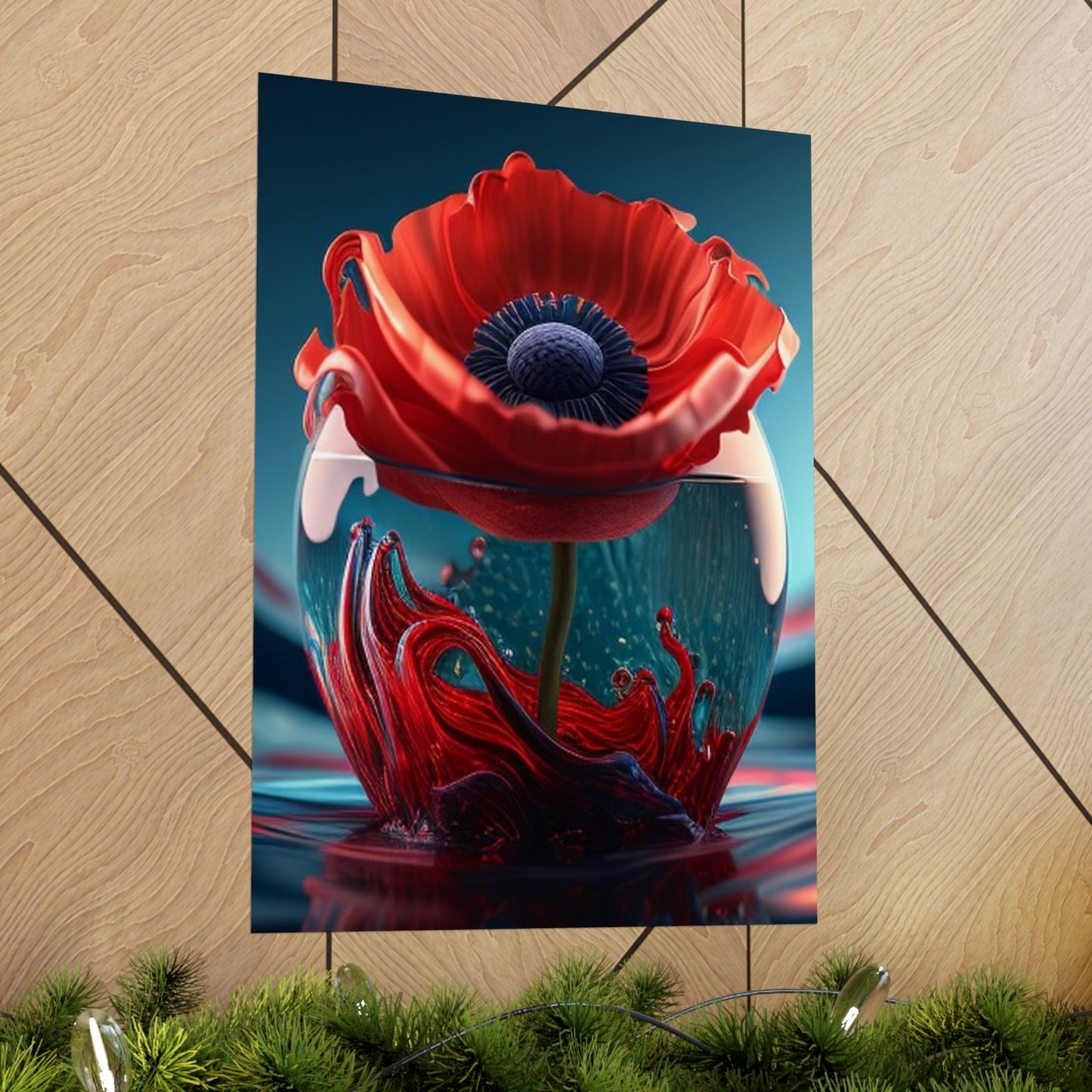 Premium Matte Vertical Posters Red Anemone in a Vase 2