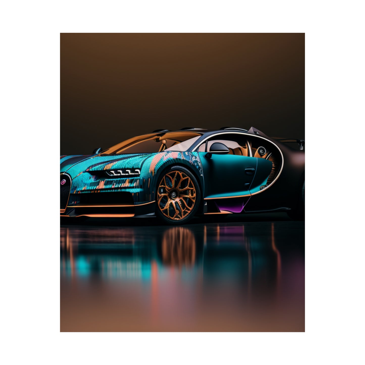 Premium Matte Vertical Posters Bugatti Blue 2