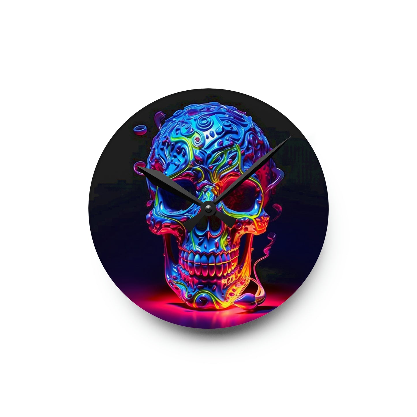 Acrylic Wall Clock Macro Skull Color 3