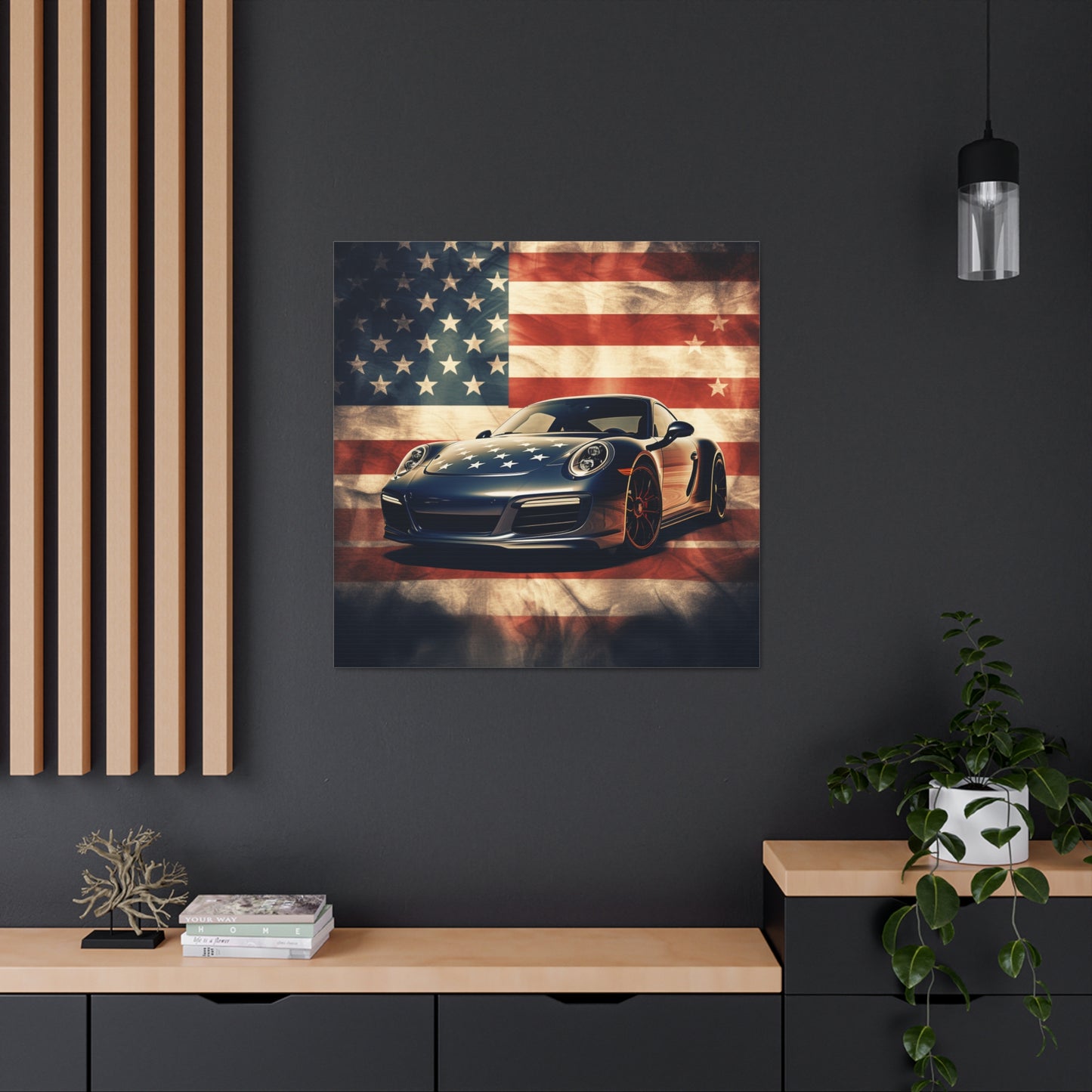 Canvas Gallery Wraps Abstract American Flag Background Porsche 3