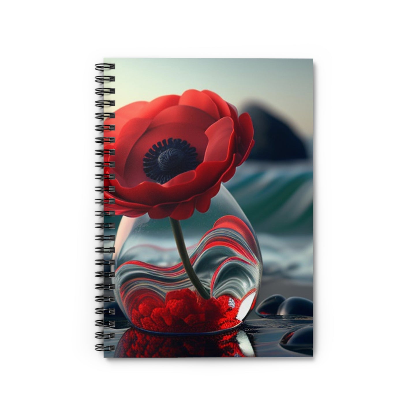 Spiral Notebook - Ruled Line Red Anemone in a Vase 1