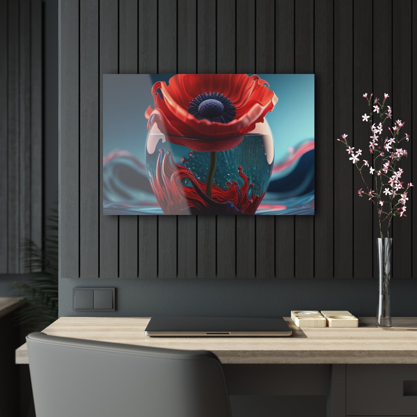 Acrylic Prints Red Anemone in a Vase 2