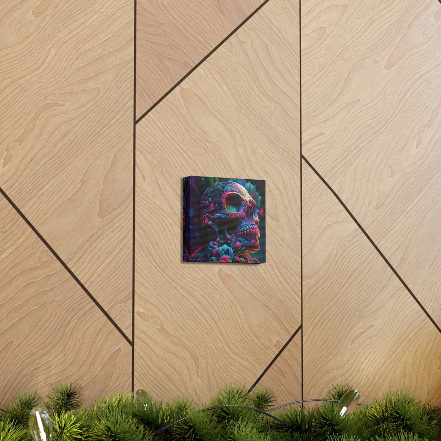 Canvas Gallery Wraps Florescent Skull Death 3