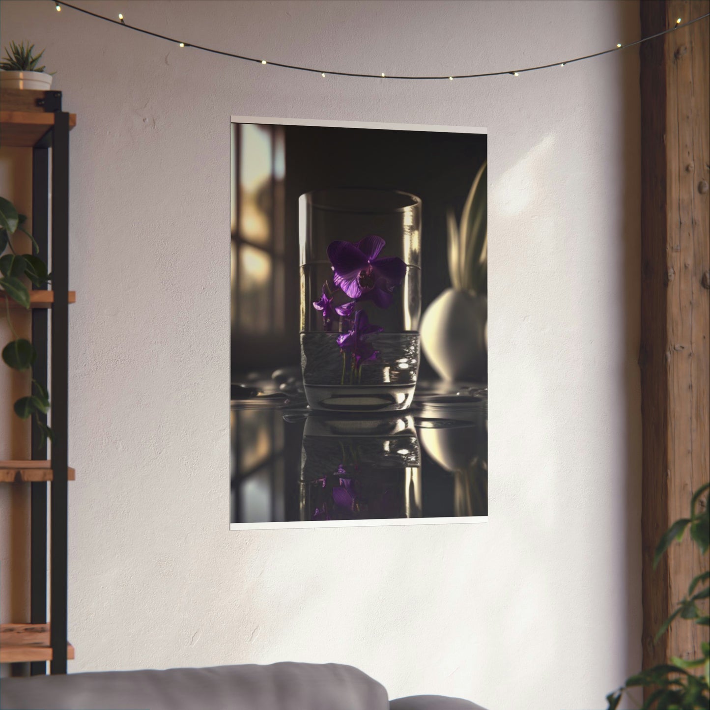 Premium Matte Vertical Posters Purple Orchid Glass vase 4